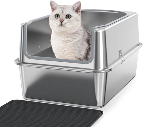 top entry litter box stainless steel|xxl stainless steel litter box.